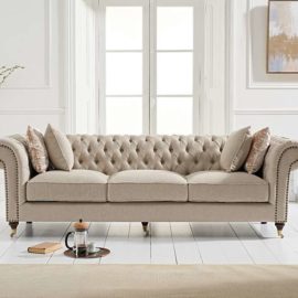 Gaze Cream Linen 3 Seater Sofa