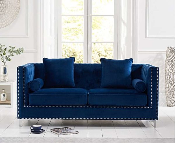 Blue Velvet 3 Seater Sofa