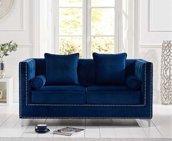 Blue Velvet 2 Seater Sofa