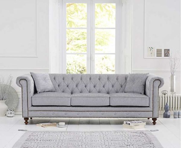 Gaze Grey Plush 3 Seater Sofa