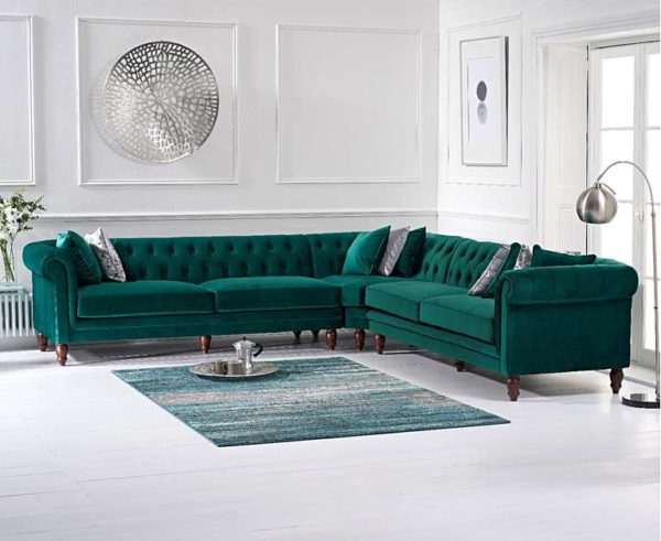 Green Velvet Corner Sofa