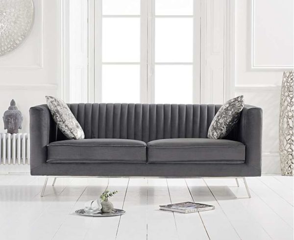 Grey Grey Velvet 2 Seater Sofa