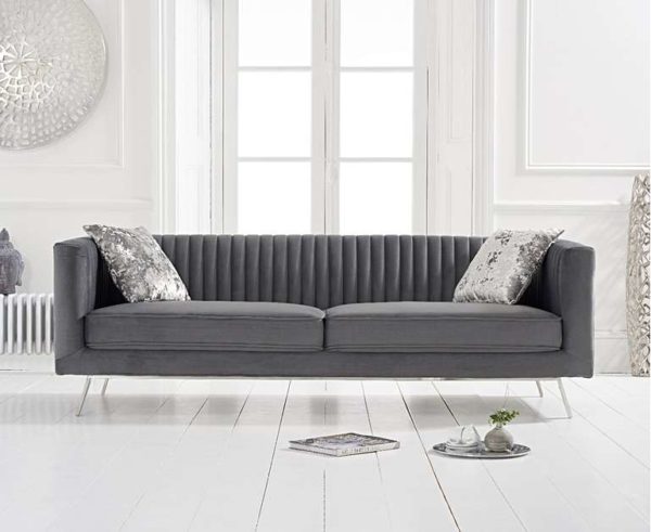 Gaze Grey Velvet 3 Seater Sofa