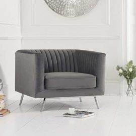 Gaze Grey Velvet Armchair