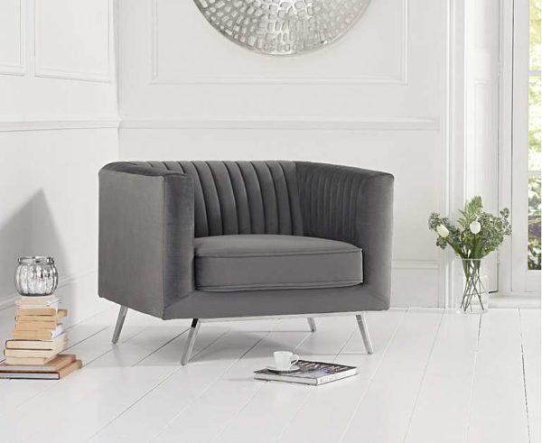 Gaze Grey Velvet Armchair