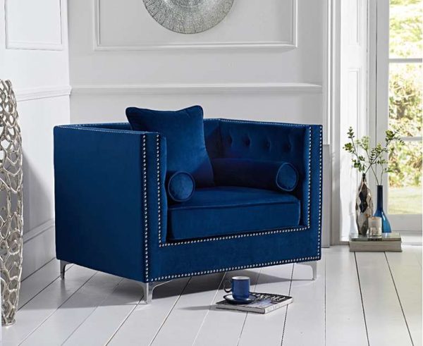 Blue Velvet Armchair