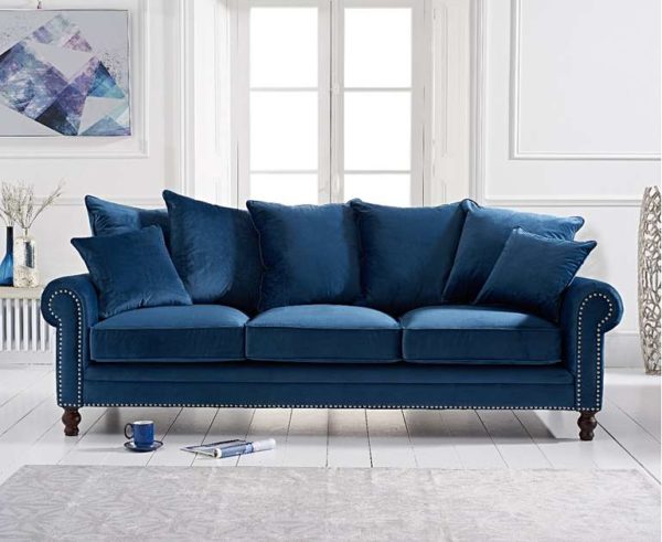 Blue Velvet 3 Seater Sofa