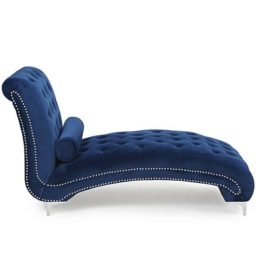 Blue Velvet Chaise Lounge