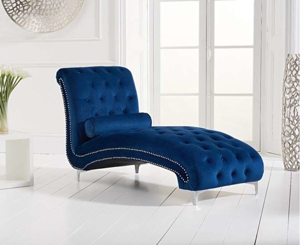 Blue Velvet Chaise Lounge