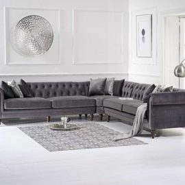 Grey Velvet Corner Sofa