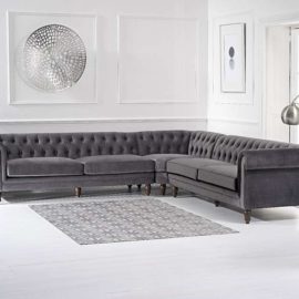 Grey Velvet Corner Sofa