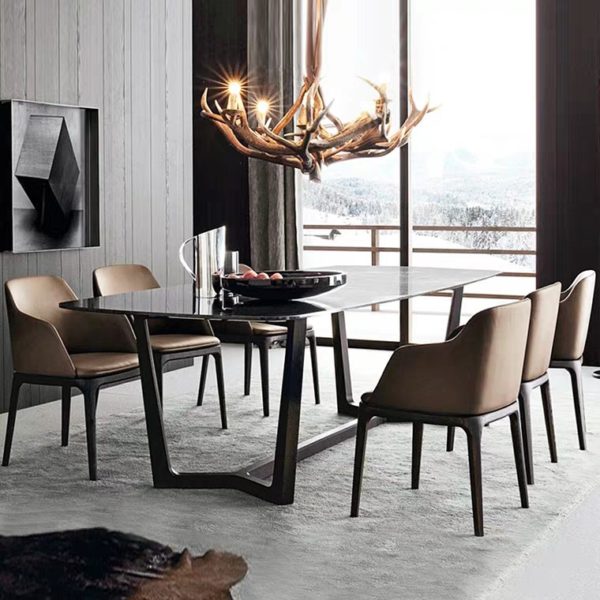 Stunning Glass Black Dining Table Set And 6 Faux Leather Chairs