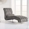 Grey Velvet Chaise Lounge