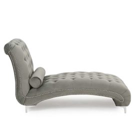 Grey Velvet Chaise Lounge